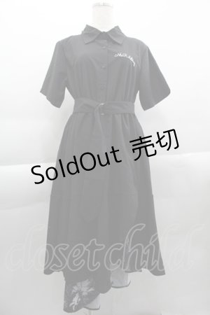 画像: NieR Clothing / ロゴ刺繍半袖ワンピース  黒Ｘ紫 I-25-04-16-034-PU-OP-HD-ZI