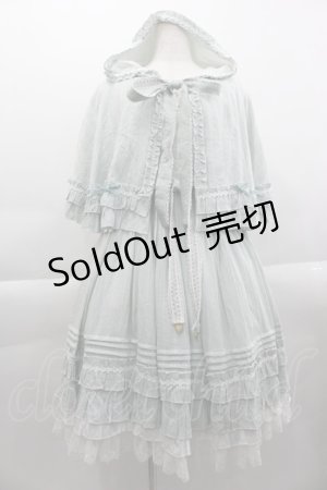画像: Button For / フードケープ付きジャンパースカート  サックスＸ白 I-25-04-16-043-LO-OP-HD-ZI