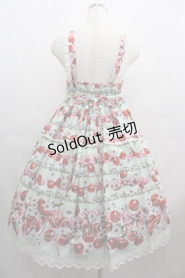 画像2: BABY,THE STARS SHINE BRIGHT / チェリーランデヴー〜BABY CHERRY の恋の始まり〜柄ジャンパースカートII  ミント I-25-04-19-062-BA-OP-HD-ZY (2)