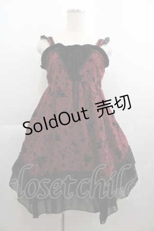 画像: axes femme / フロッキープリントキャミワンピース  ボルドーＸ黒 I-25-04-19-106-AX-OP-HD-ZI