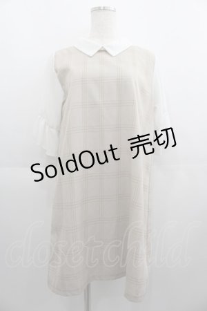 画像: LOLITAその他(お買取対象外) / チェックシフォン切替ワンピース  ベージュＸ白 I-25-04-19-107-LO-OP-HD-ZI