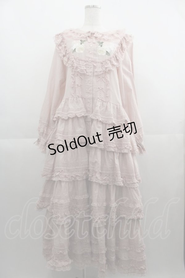 画像1: PINK HOUSE / ホワイトローズ刺繍使いワンピース  ピンク I-25-04-19-111-LO-OP-HD-ZY (1)