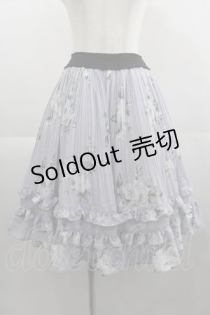画像: axes femme / 薔薇柄プリーツフリルスカート  ラベンダー I-25-04-19-112-AX-SK-HD-ZI