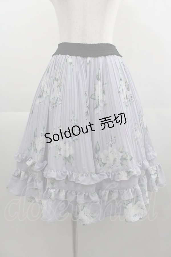 画像1: axes femme / 薔薇柄プリーツフリルスカート  ラベンダー I-25-04-19-112-AX-SK-HD-ZI (1)