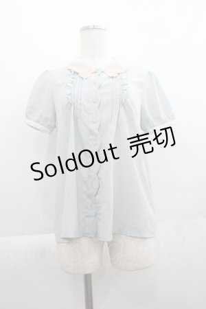 画像: LOLITAその他(お買取対象外) / 襟刺繍半袖ブラウス  サックスＸアイボリー I-25-04-19-014-LO-BL-HD-ZI