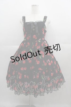 画像: Angelic Pretty / ドレンチェリーティアードジャンパースカート  黒 I-25-04-19-033-AP-OP-HD-ZI