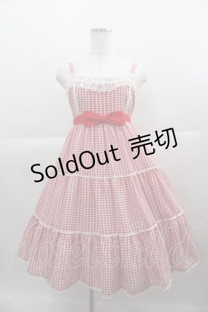 画像: Angelic Pretty / ホイップギンガムフリルジャンパースカート  アカ I-25-04-19-036-AP-OP-HD-ZI