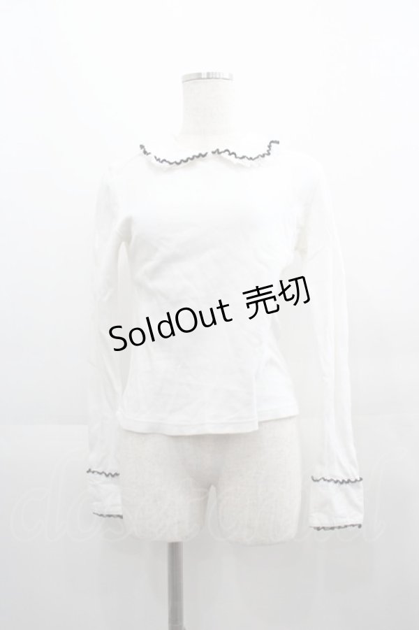 画像1: Heart E / レースフリル襟カットソー  白Ｘ黒 I-25-04-21-001-LO-TO-HD-ZI (1)