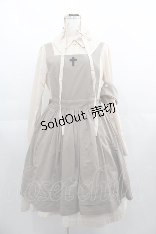 画像1: LIEF / エステル・エプロンワンピース  アイボリーＸカーキ I-25-04-21-053-LO-OP-HD-ZI (1)