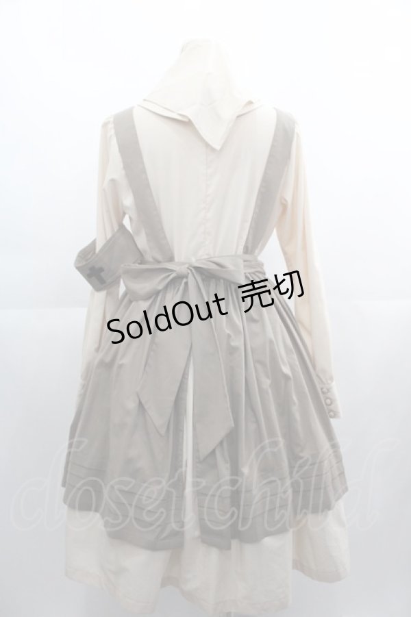 画像2: LIEF / エステル・エプロンワンピース  アイボリーＸカーキ I-25-04-21-053-LO-OP-HD-ZI (2)