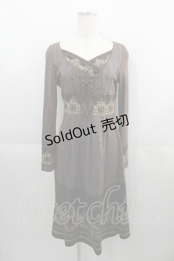 画像1: OZZ ANGELO / ゲートptカシュクールワンピース  ブラウン I-25-04-21-073-OO-OP-HD-ZI (1)