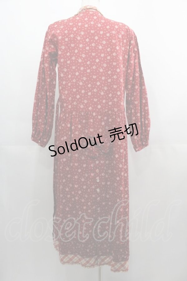 画像2: PINK HOUSE / ミニ薔薇総柄2つリボンワンピース  赤 I-25-04-21-078-LO-OP-HD-ZI (2)