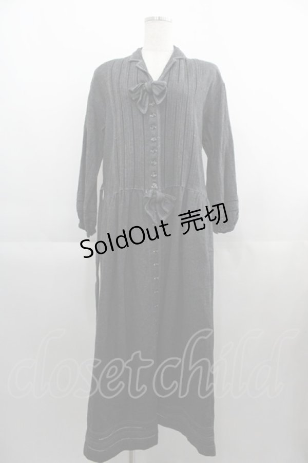 画像1: PINK HOUSE / ピンタックリボンデニムワンピース  黒 I-25-04-21-079-LO-OP-HD-ZS (1)