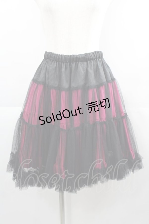 画像1: ALGONQUINS / チュール切替ボリュームスカート  濃ピンクｘ黒 I-25-04-21-093-AL-SK-HD-ZI (1)