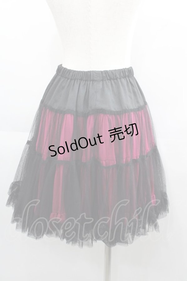 画像2: ALGONQUINS / チュール切替ボリュームスカート  濃ピンクｘ黒 I-25-04-21-093-AL-SK-HD-ZI (2)