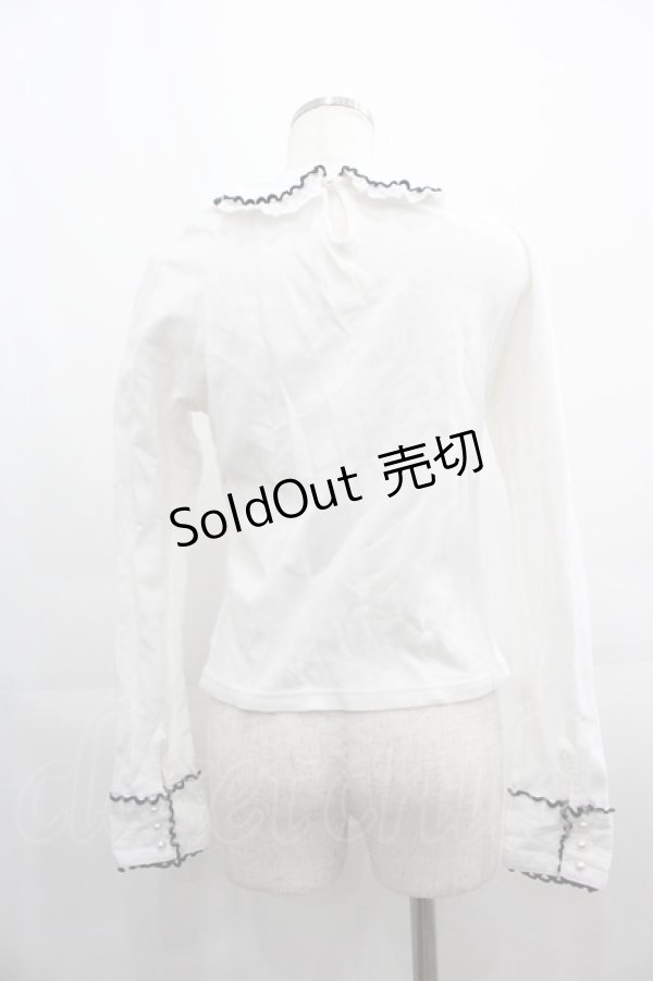 画像2: Heart E / レースフリル襟カットソー  白Ｘ黒 I-25-04-21-001-LO-TO-HD-ZI (2)