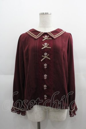 画像: axes femme POETIQUE / 薔薇刺繍&リボンブラウス M ワイン I-25-04-21-011-AX-BL-HD-ZI