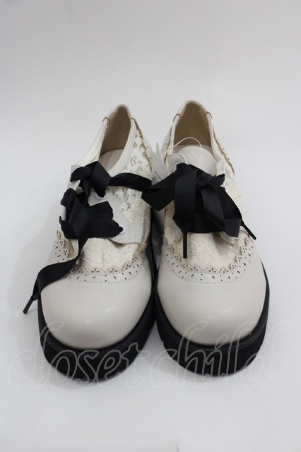 画像2: axes femme / 厚底レースアップシューズ M 生成り I-25-04-21-124-AX-SH-HD-ZI (2)