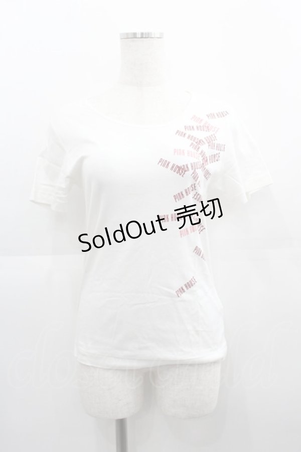 画像1: PINK HOUSE / ロゴ半袖Tシャツ 3(M) 白Ｘ赤 I-25-04-21-040-LO-TO-HD-ZI (1)