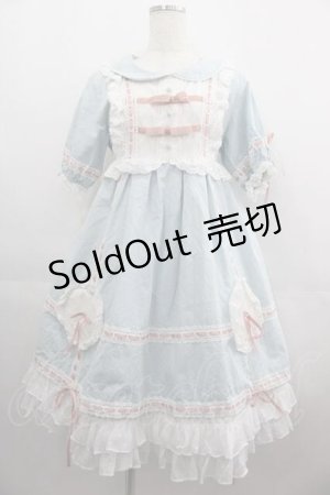 画像: Summer / ハートレースはしごレース半袖ワンピース  サックスｘピンクｘ白 I-25-04-24-042-LO-OP-HD-ZI
