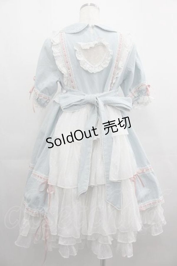 画像2: Summer / ハートレースはしごレース半袖ワンピース  サックスｘピンクｘ白 I-25-04-24-042-LO-OP-HD-ZI (2)