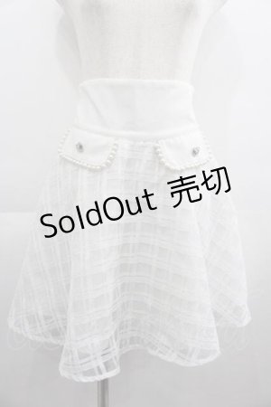 画像: Ank Rouge / オーガンジーチェック重ねスカート  白 I-25-04-24-078-CA-SK-HD-ZI