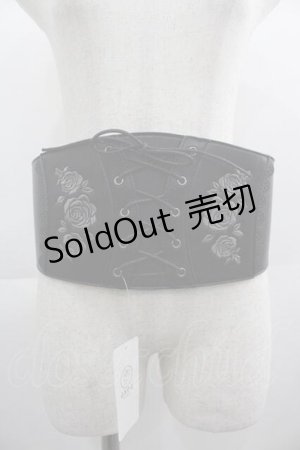 画像: axes femme / ローズ刺繍コルセットベルト  黒 I-25-04-24-088-AX-ZA-HD-ZI