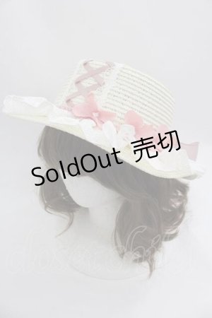 画像: Snowdrop to Saint Maria / ローズリボン麦わらハット  アイボリーＸピンクＸ白 I-25-04-24-098-LO-AC-HD-ZI