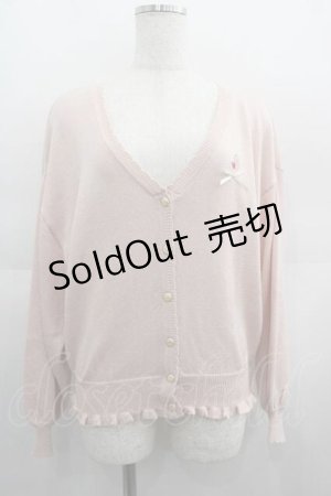 画像: Secret Honey / ハート刺繍リボンニットカーディガン  ピンク I-25-04-24-015-CA-TO-HD-ZI