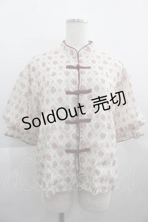 画像: LOLITAその他(お買取対象外) / 格子お花半袖チャイナブラウス  アイボリーＸボルドー I-25-04-24-003-LO-BL-HD-ZI