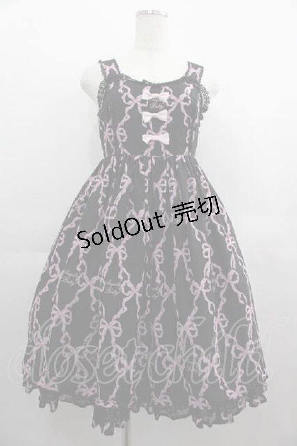 画像1: Angelic Pretty / Sweetie Ribbonジャンパースカート  黒Ｘピンク I-25-04-24-032-AP-OP-HD-ZI (1)
