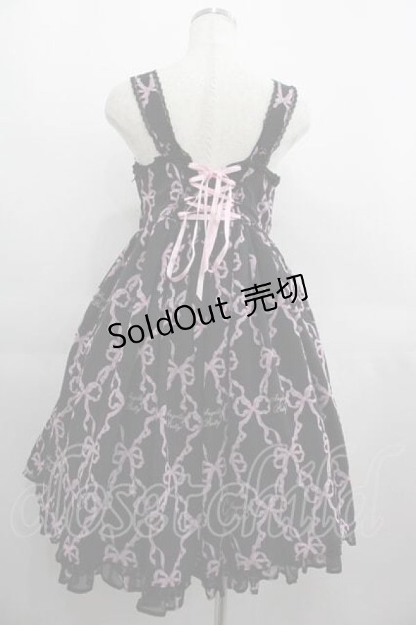 画像2: Angelic Pretty / Sweetie Ribbonジャンパースカート  黒Ｘピンク I-25-04-24-032-AP-OP-HD-ZI (2)