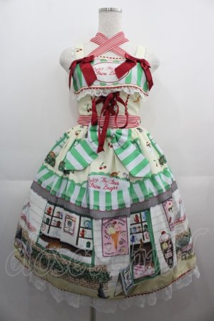 画像: BABY,THE STARS SHINE BRIGHT / Kitten’s Sweet Cherries Cafe Diner柄リボンジャンパースカート  レモン I-25-05-01-054-BA-OP-HD-ZI