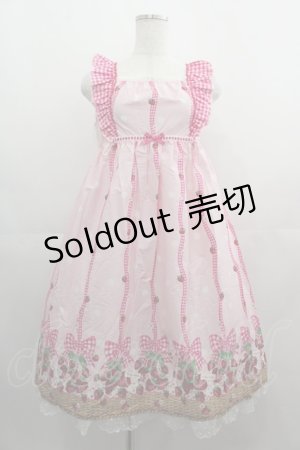 画像: Shirley Temple / イチゴバスケットジャンパースカート 160CM ピンク I-25-05-01-078-ET-OP-HD-ZI