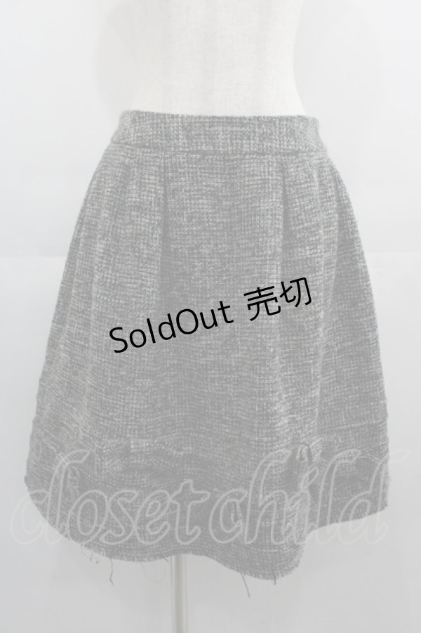 画像1: Jane Marple / 裾リボンデザインツイードスカート  黒Ｘ白 I-25-05-01-115-JM-SK-HD-ZI (1)