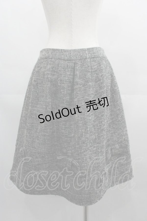 画像2: Jane Marple / 裾リボンデザインツイードスカート  黒Ｘ白 I-25-05-01-115-JM-SK-HD-ZI (2)