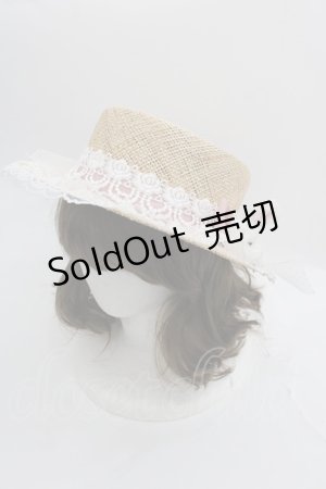画像: metamorphose / うさぎさんリボンレース麦わらハット  アイボリーｘピンクｘ白 I-25-05-01-123-ME-AC-HD-ZI