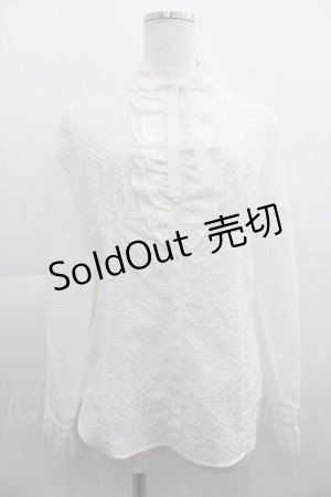 画像: Emily Temple cute / 胸元フリルスタンドカラーブラウス M ホワイト I-25-05-01-015-ET-BL-HD-ZI