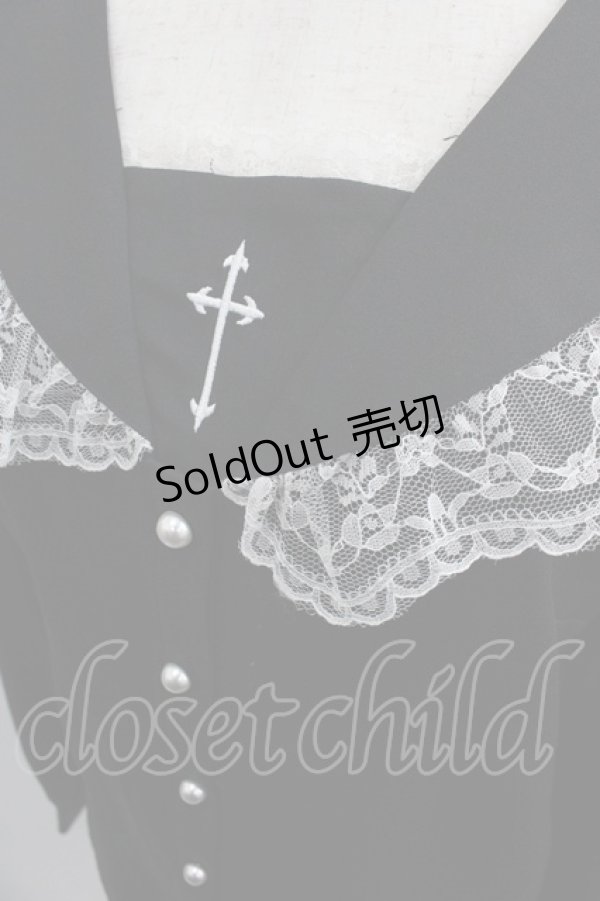 画像3: MA*RS / クロス刺繍セーラー襟ブラウス  黒Ｘ白 I-25-05-01-016-EL-BL-HD-ZI (3)