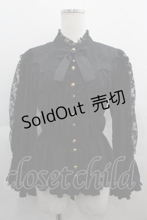 画像: metamorphose / コウモリ付け襟シャーリングブラウス 1 黒 I-25-05-01-020-ME-BL-HD-ZI