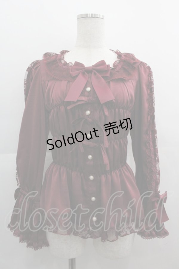 画像1: metamorphose / スクエアあきキャンディスリーブブラウス 1 ボルドー I-25-05-01-021-ME-BL-HD-ZI (1)