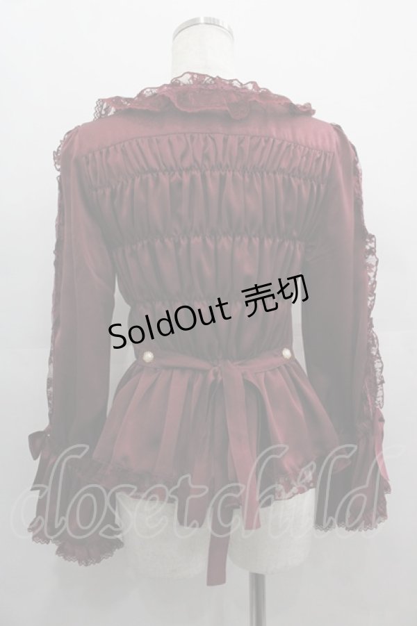 画像2: metamorphose / スクエアあきキャンディスリーブブラウス 1 ボルドー I-25-05-01-021-ME-BL-HD-ZI (2)