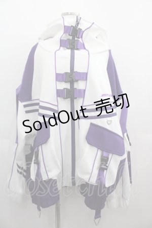 画像: REFLEM / サイバー切替ボリュームネックジャージパーカー  白Ｘパープル I-25-05-01-035-PU-TO-HD-ZI