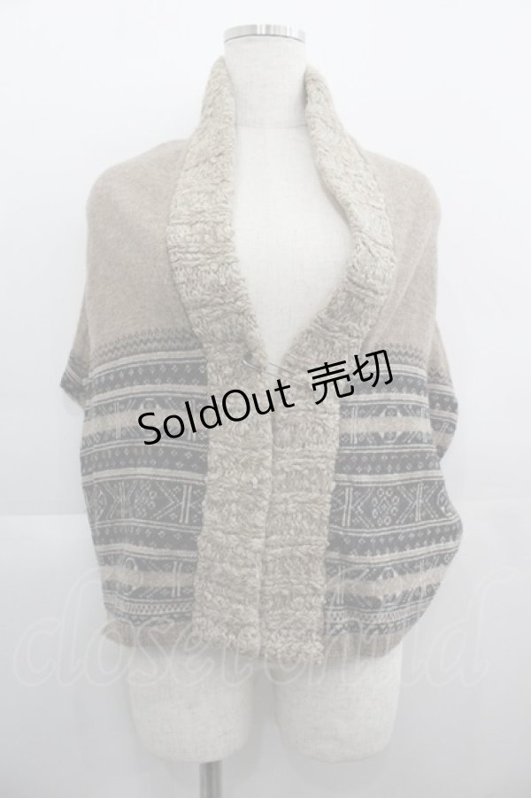 画像1: Jane Marple Dans Le Salon / 裾プリントニットベスト  ベージュＸ黒Ｘブラウン I-25-05-01-044-JM-TO-HD-ZI (1)