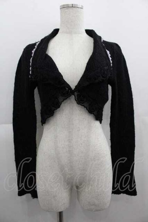 画像1: HONEY / 後ろ蝶刺繍ニットボレロ  黒Ｘ紫 I-25-05-07-052-HN-TO-HD-ZI (1)