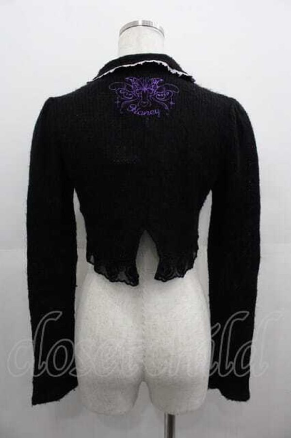 画像2: HONEY / 後ろ蝶刺繍ニットボレロ  黒Ｘ紫 I-25-05-07-052-HN-TO-HD-ZI (2)