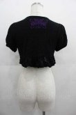 画像2: HONEY / 蝶ロゴ刺繍ニット切り替え半袖ボレロ  黒Ｘ紫 I-25-05-07-054-HN-TO-HD-ZI (2)