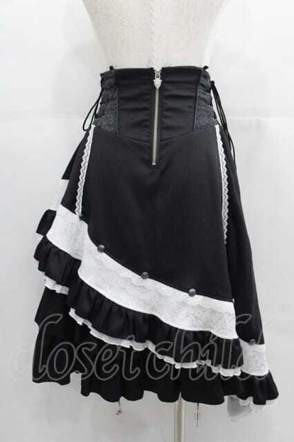 画像2: Ozz oneste / Spring Rose Carolアシメスカート  黒Ｘ白 I-25-05-07-098-OO-SK-HD-ZI (2)