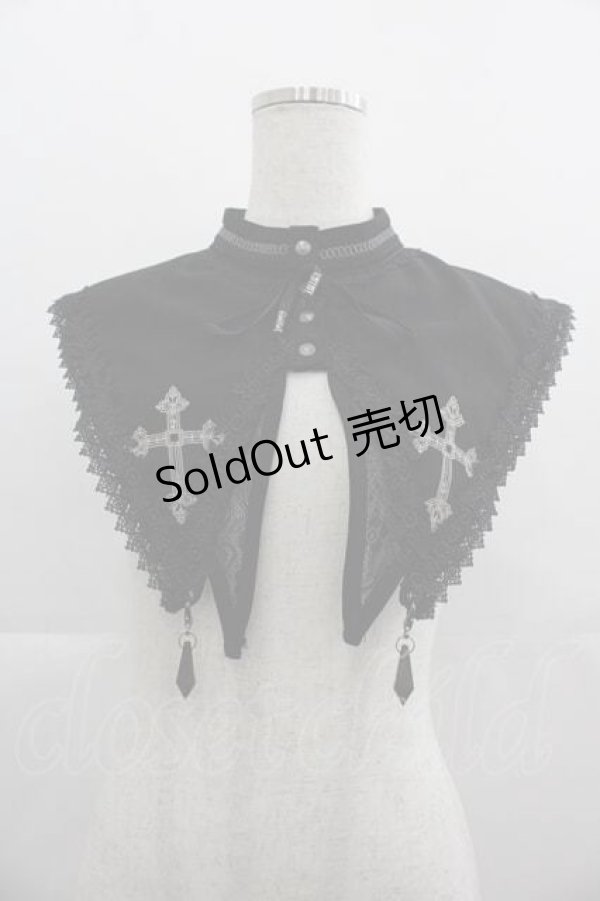 画像1: Ozz oneste / クロス刺繍つけ襟  黒 I-25-05-07-106-OO-ZA-HD-ZI (1)