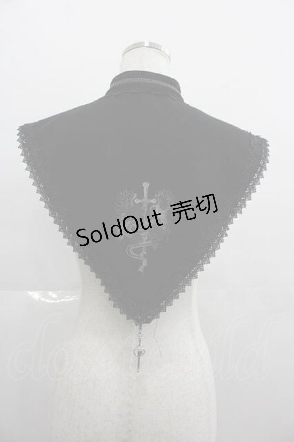 画像2: Ozz oneste / クロス刺繍つけ襟  黒 I-25-05-07-106-OO-ZA-HD-ZI (2)